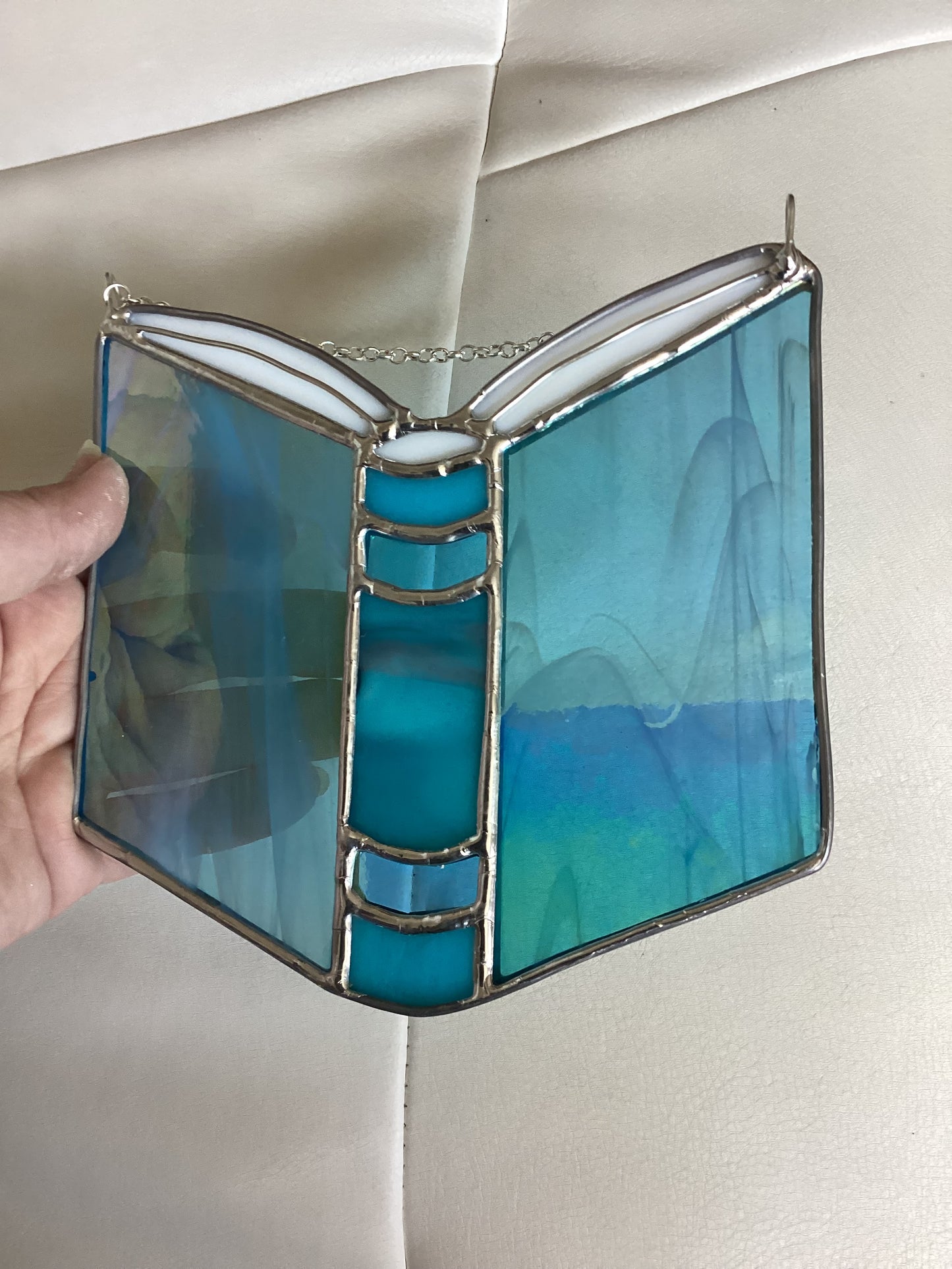 Iridescent light blue book