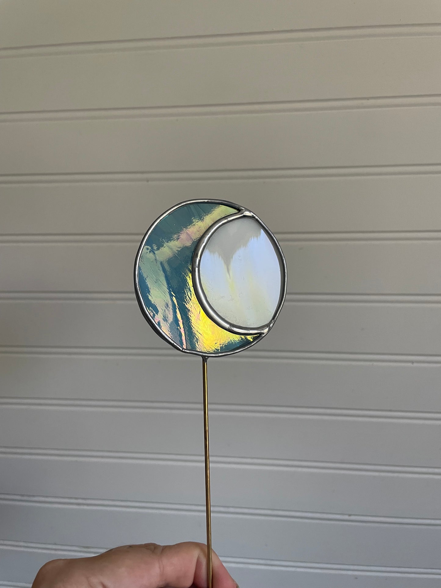 Swirled blue moon plant stake