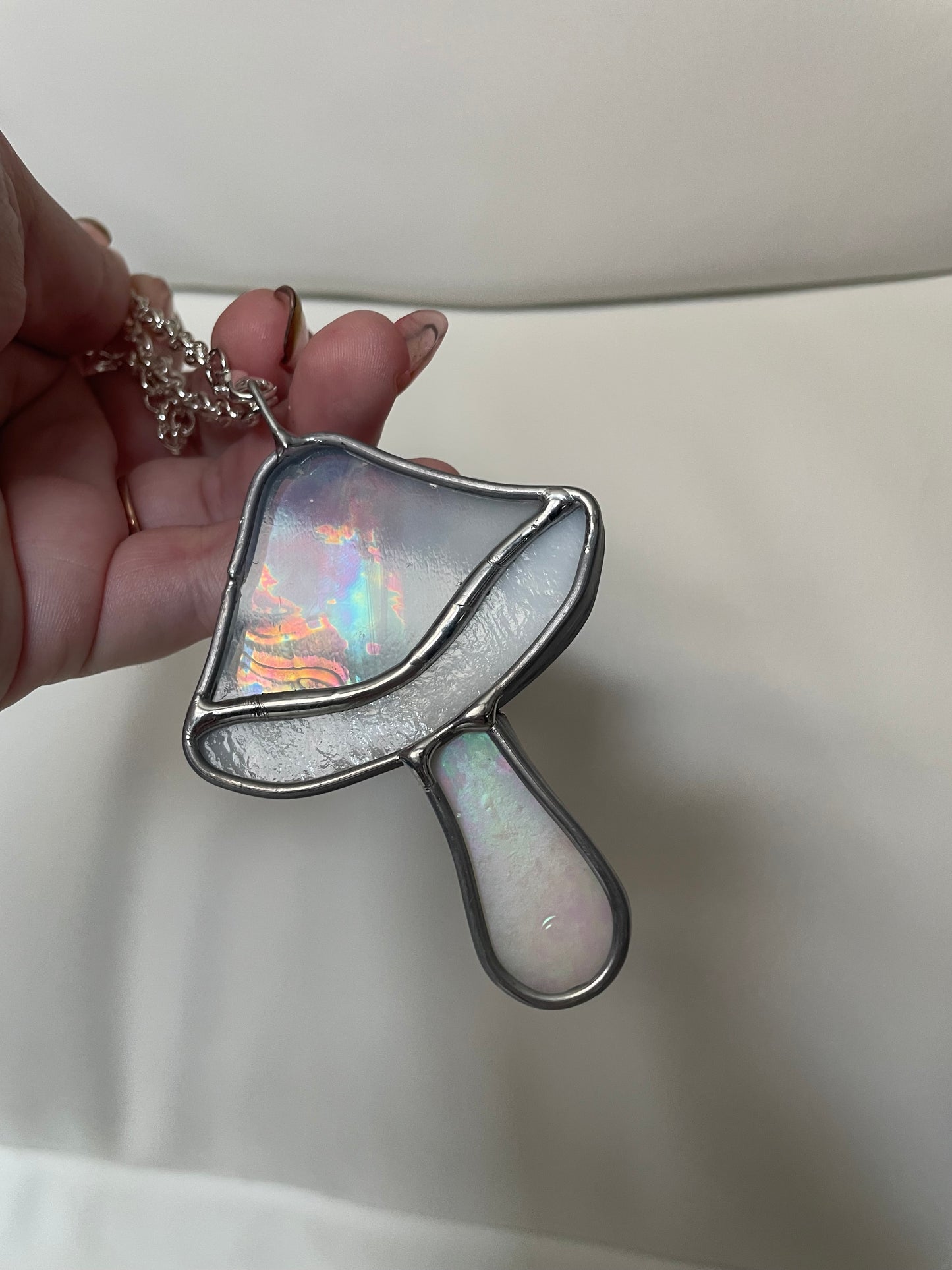 Gray mushroom car charm