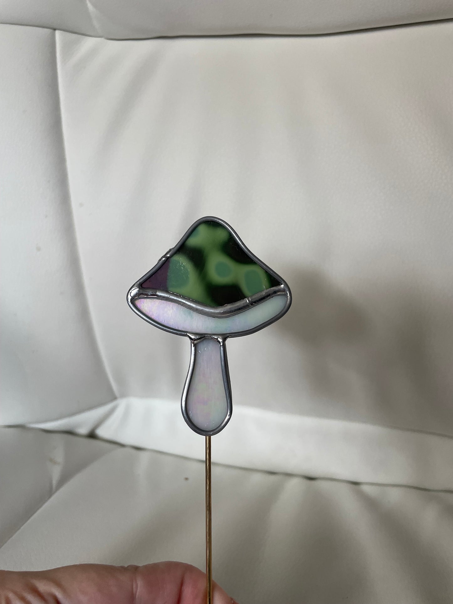 Mottled mushroom plant stake