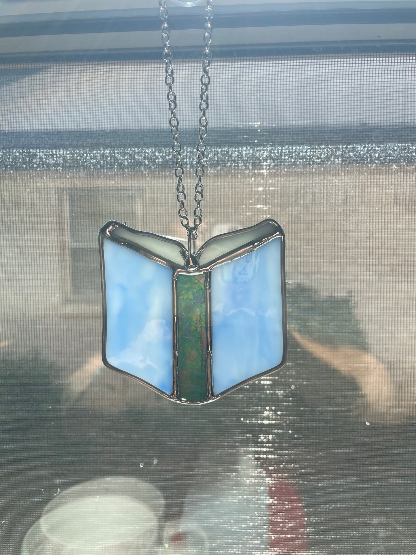 Light blue book car charm