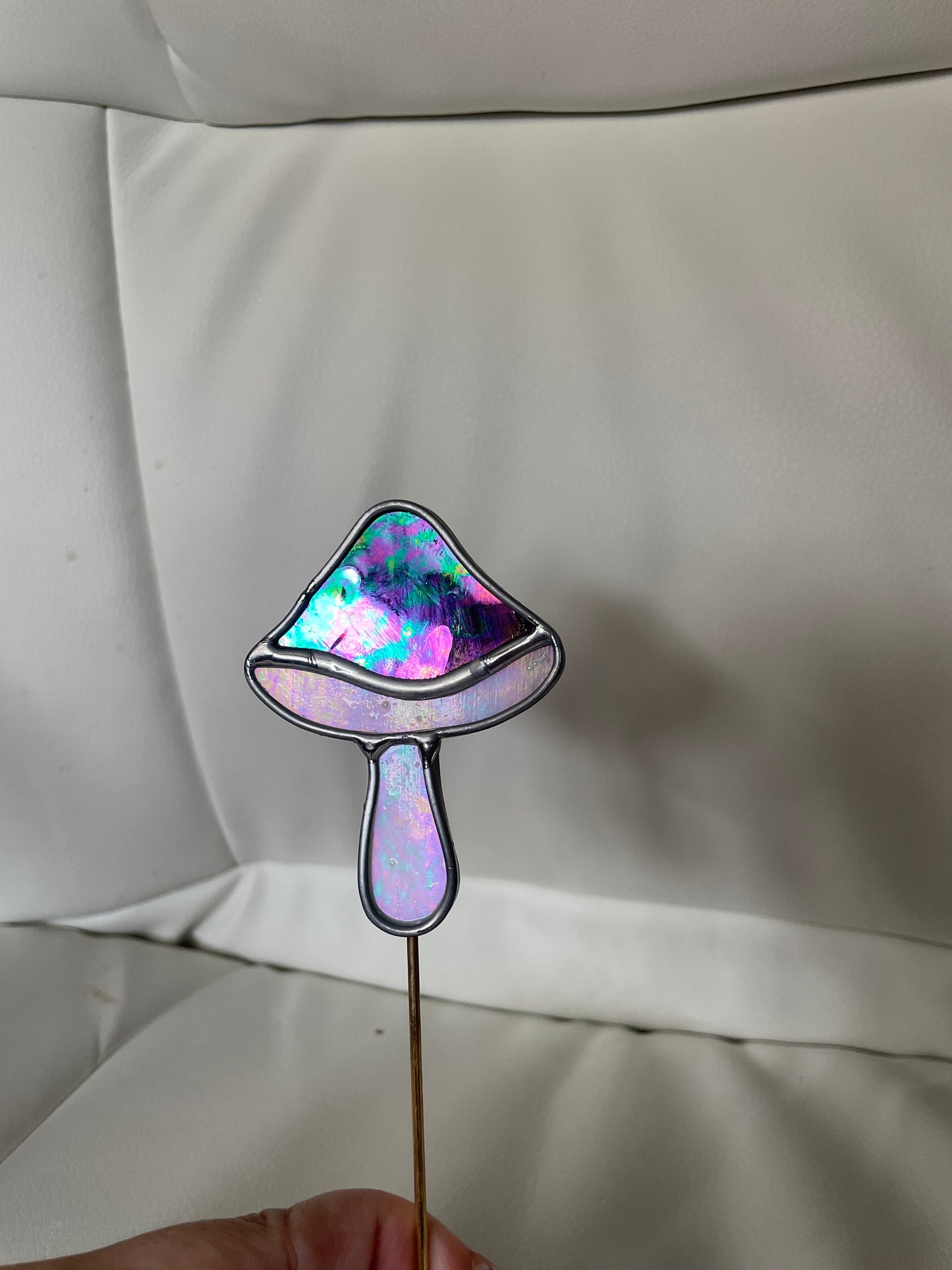 Purple mushroom plant stake