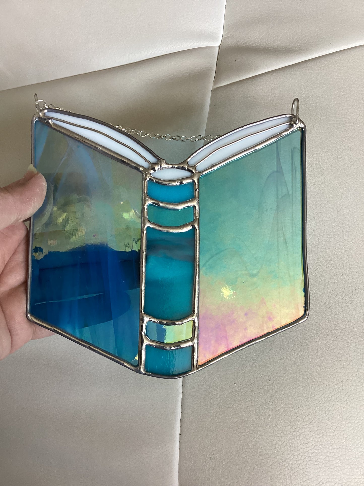 Iridescent light blue book