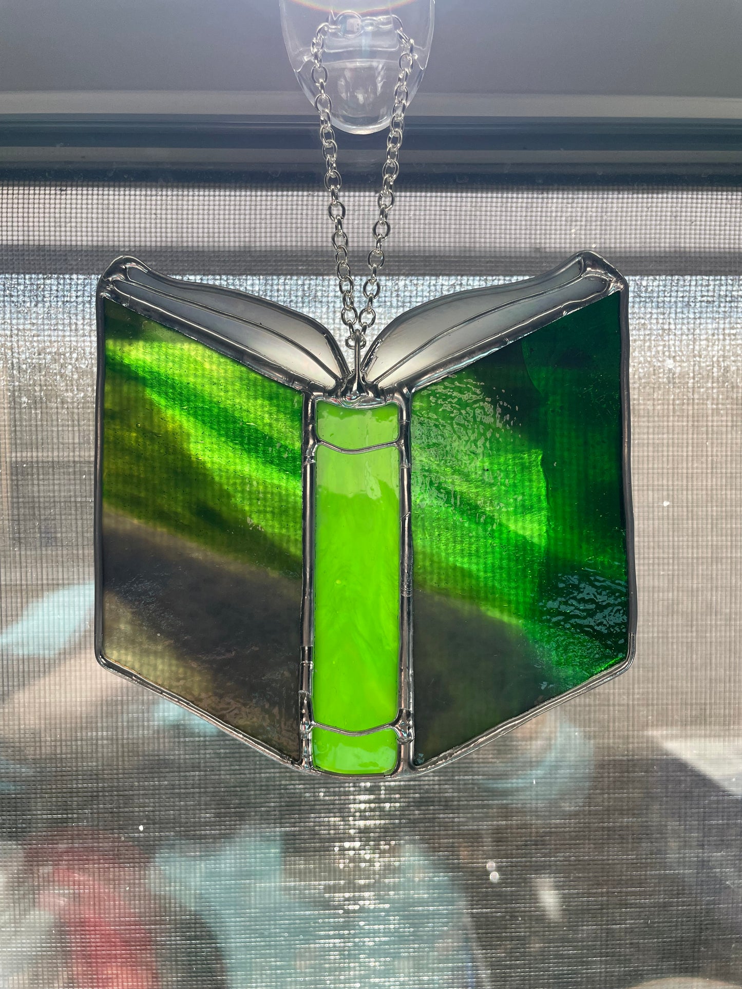 Small green book suncatcher