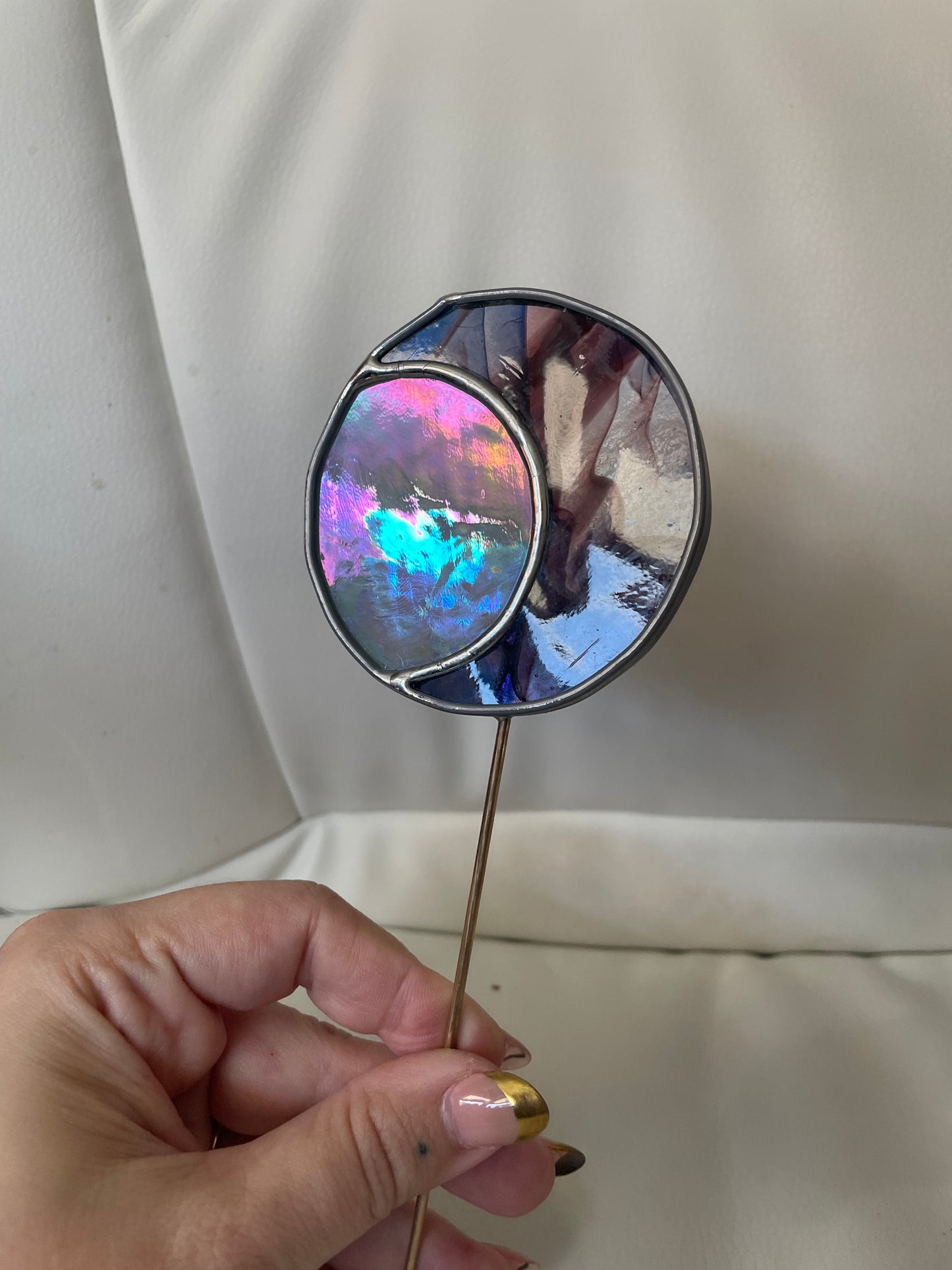 Blue and purple swirled Moon plant stake