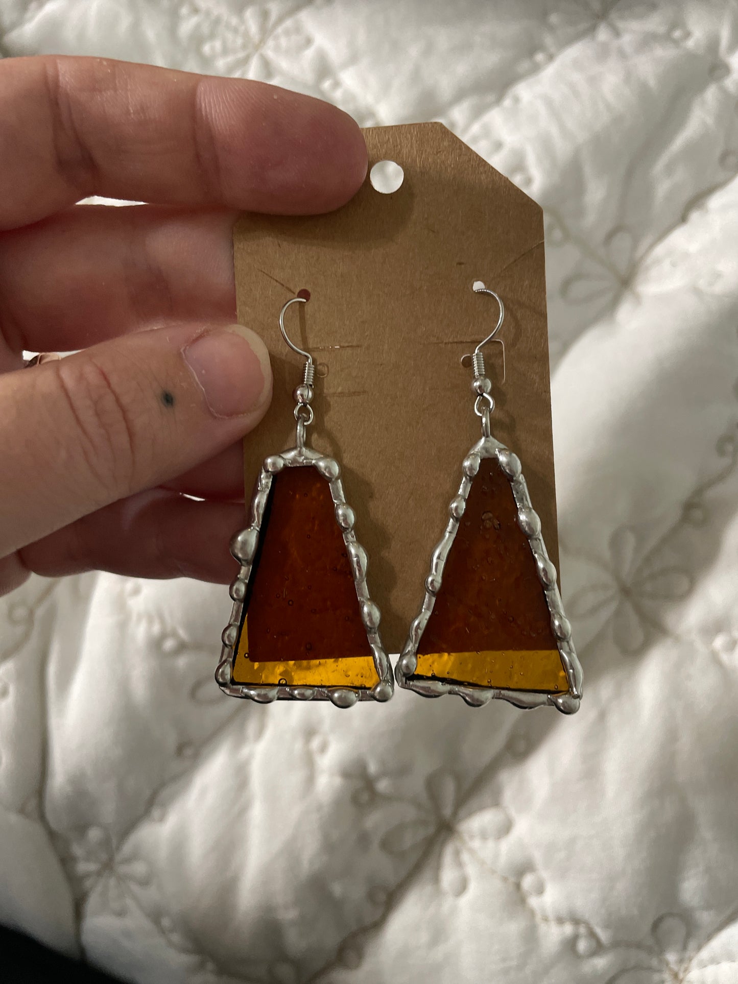 Copper triangle earrings