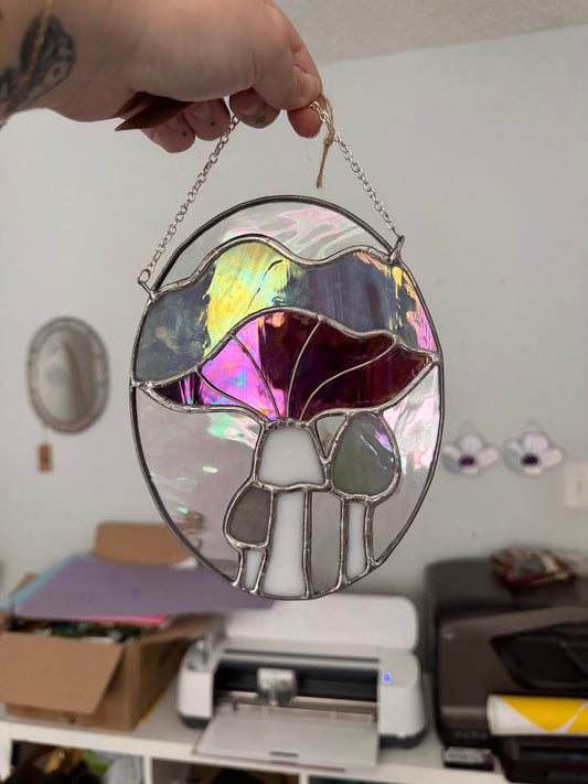 Irid mushroom suncatcher