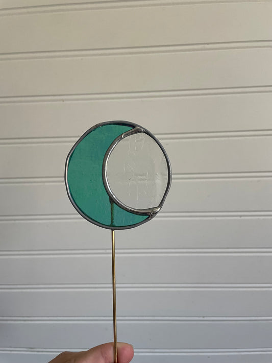 Teal moon plant stake
