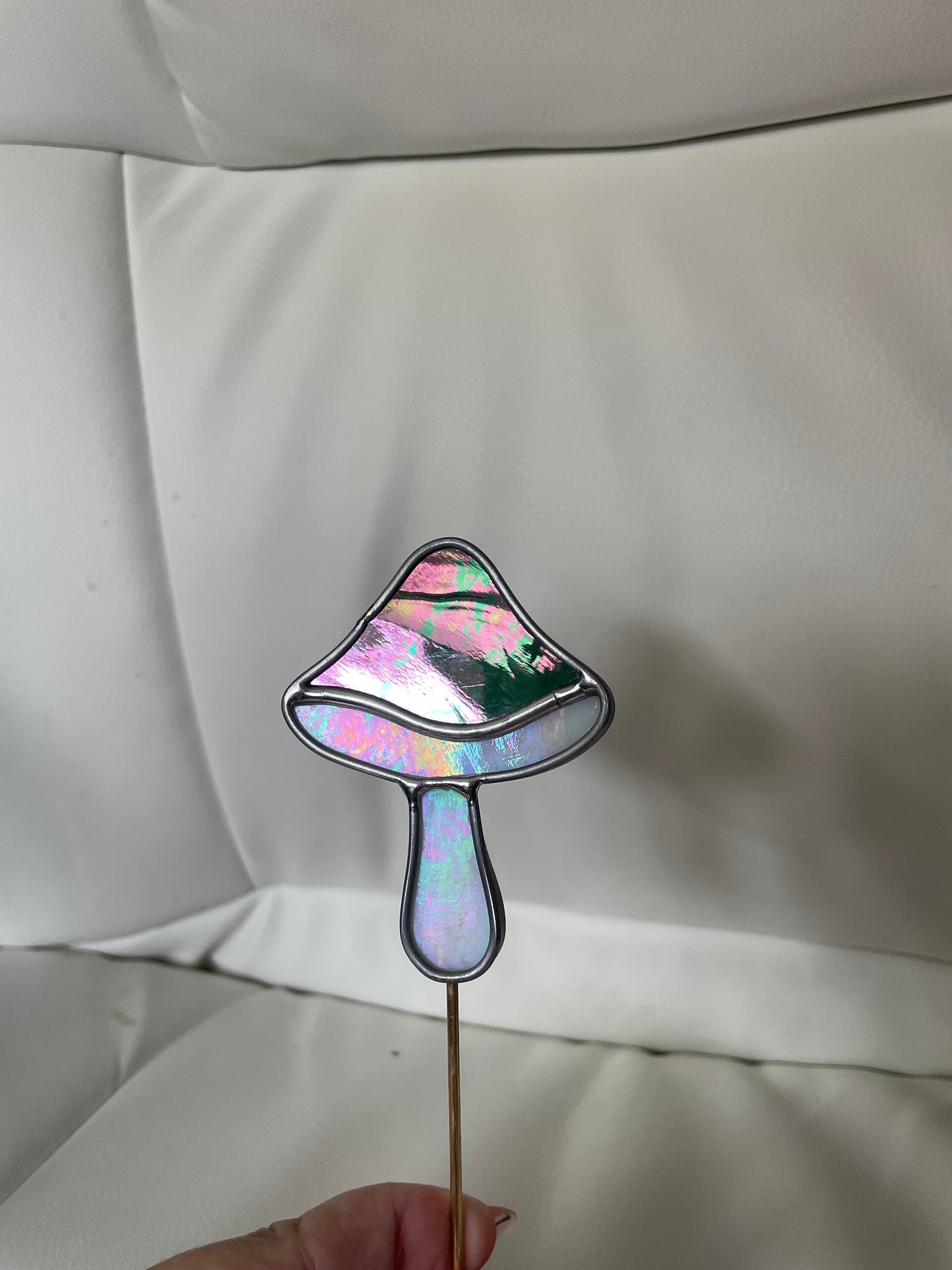 Blue mushroom plant stake