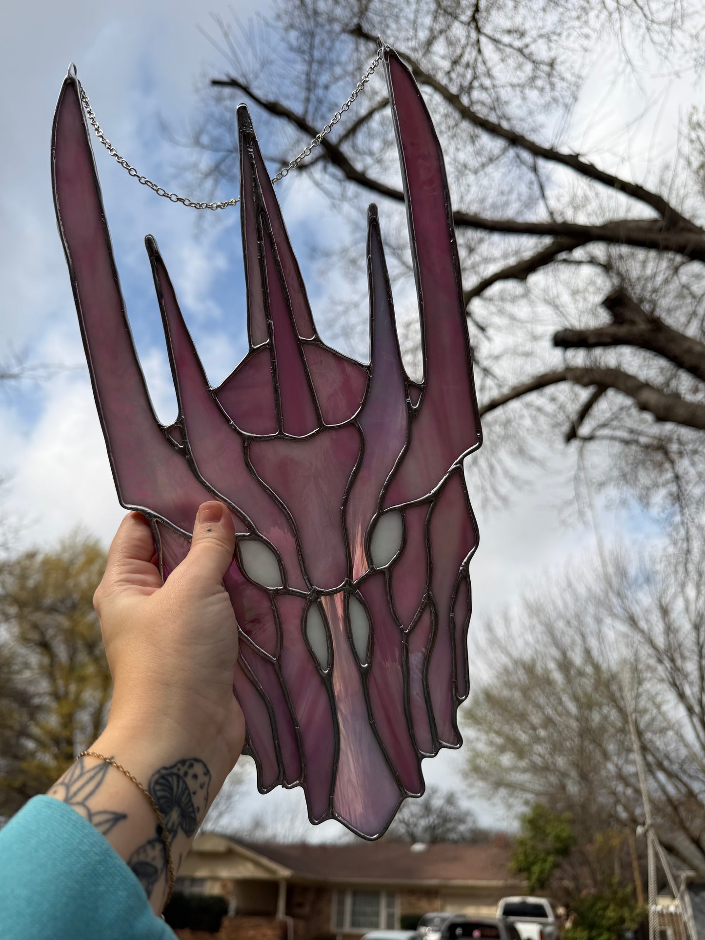 Made to order: Pink Sauron’s helmet