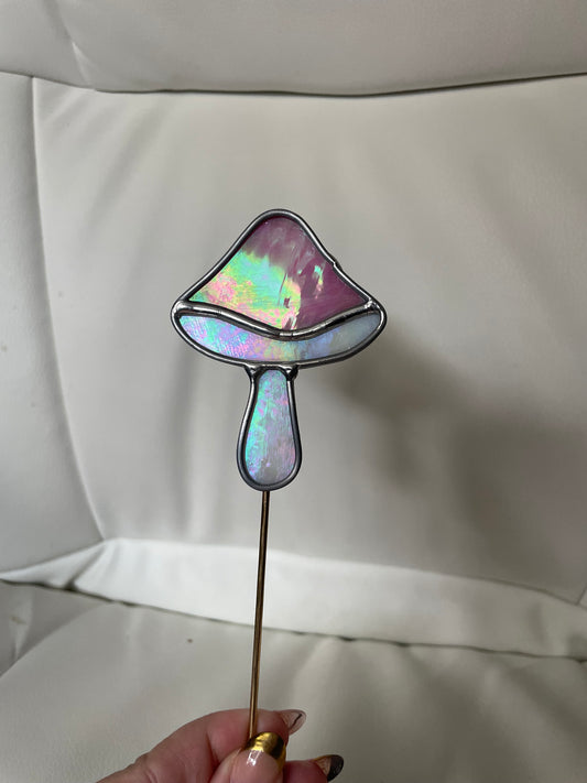 Pink mushroom plant stake