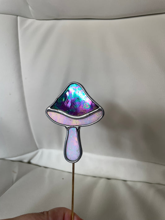 Purple mushroom plant stake
