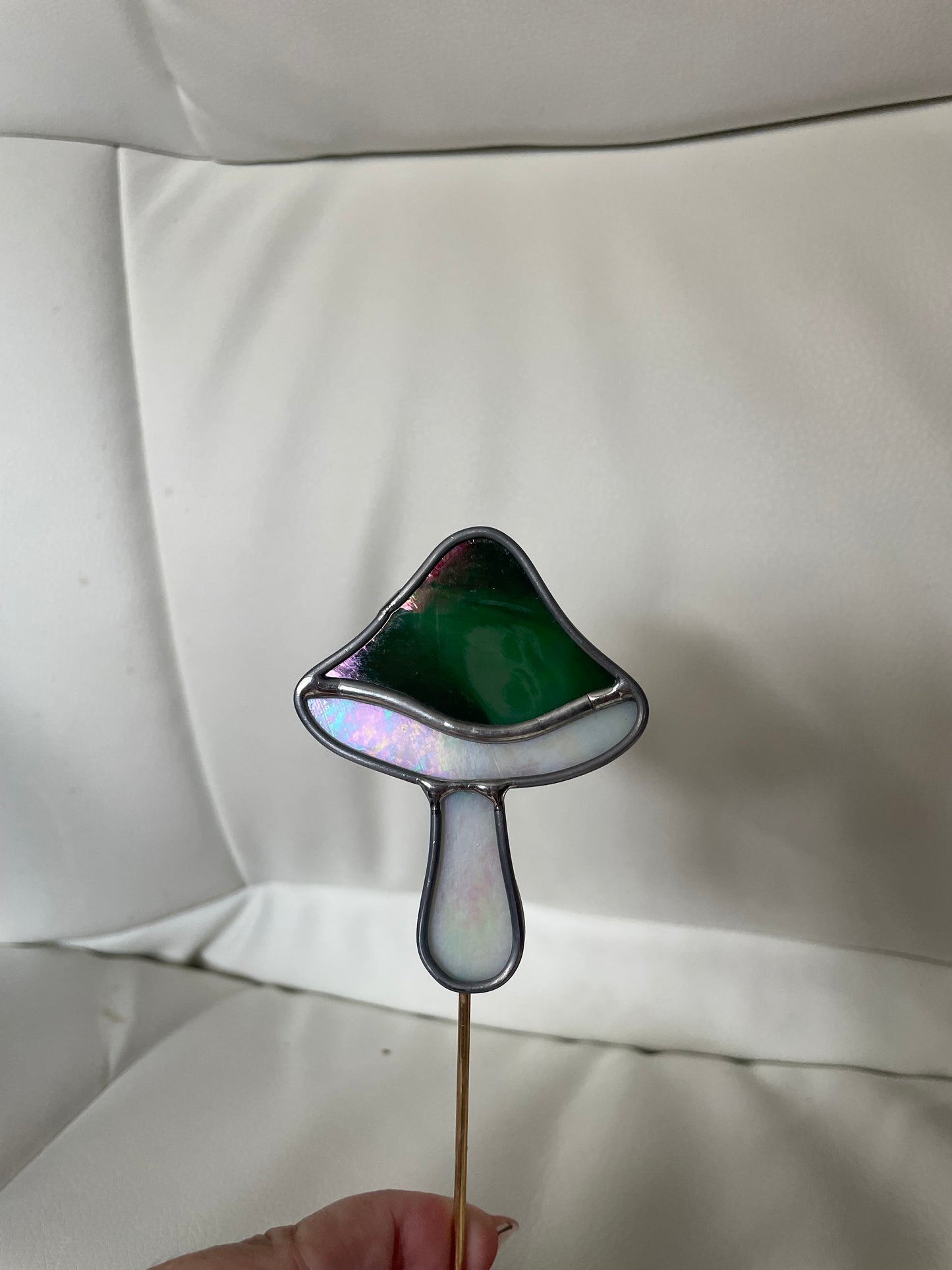 Mottled mushroom plant stake