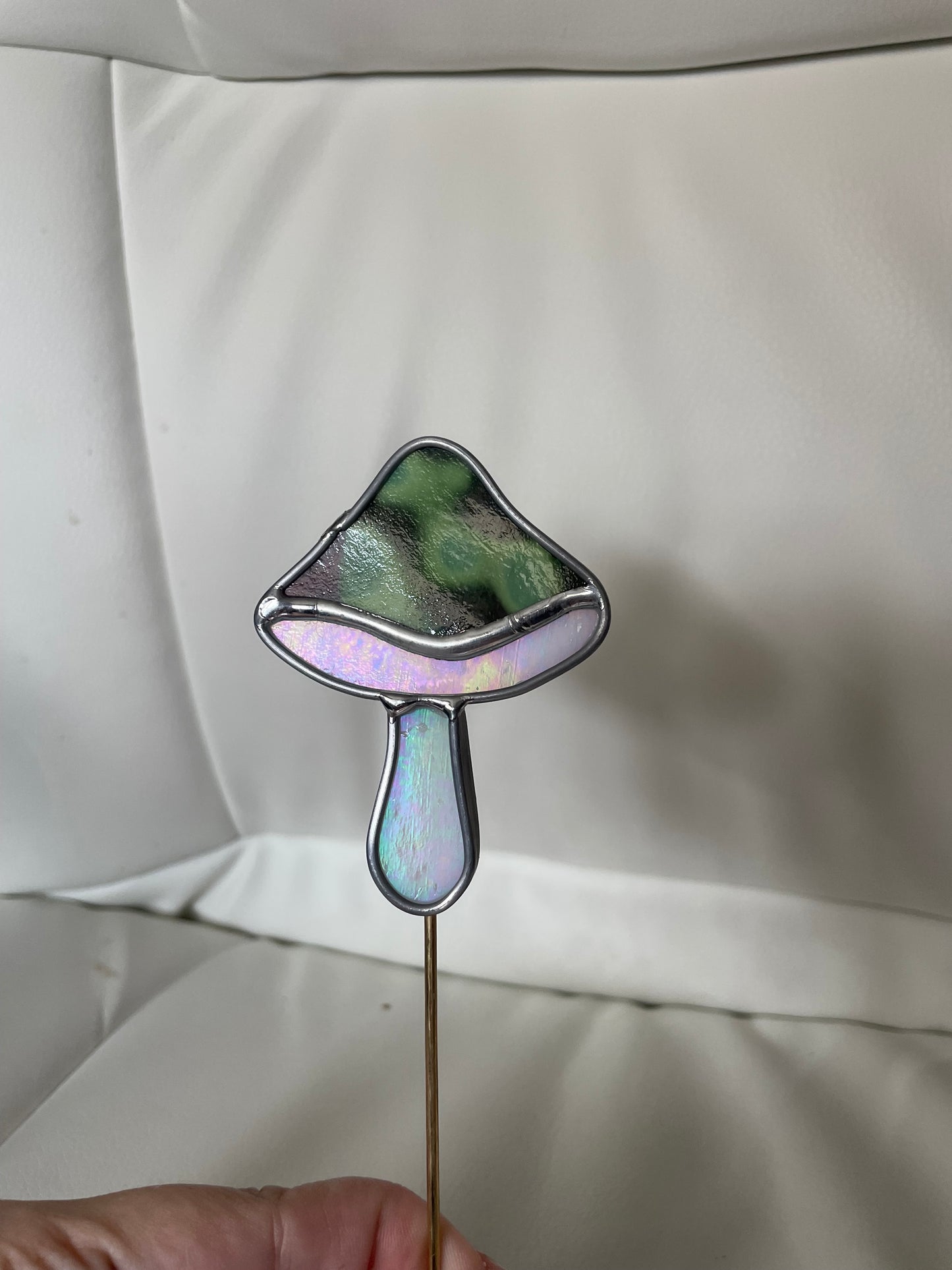 Mottled mushroom plant stake