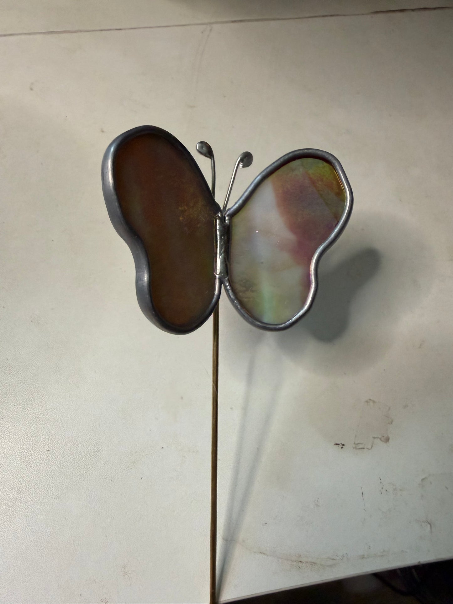 Marbled butterfly plant stake