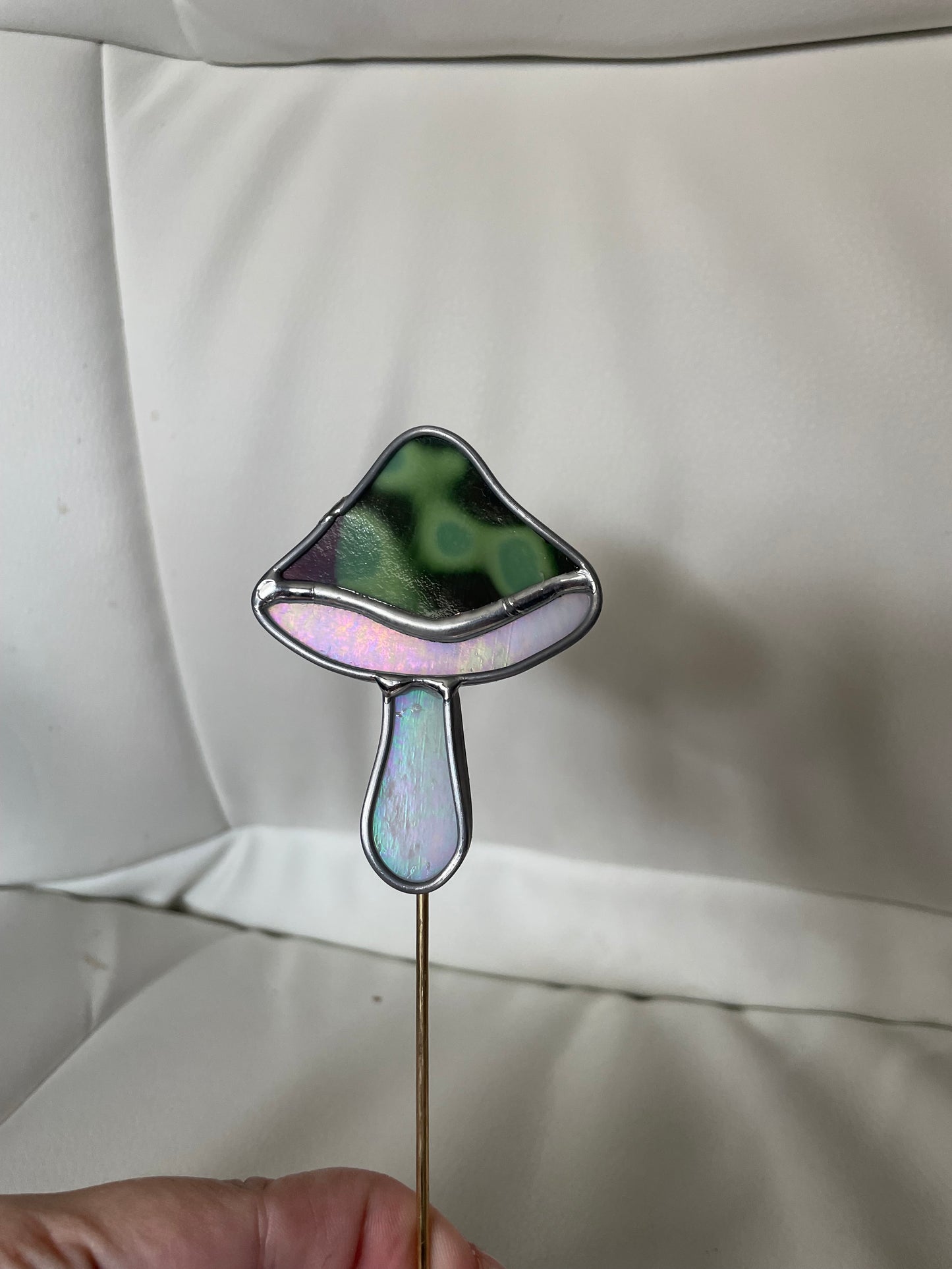 Mottled mushroom plant stake