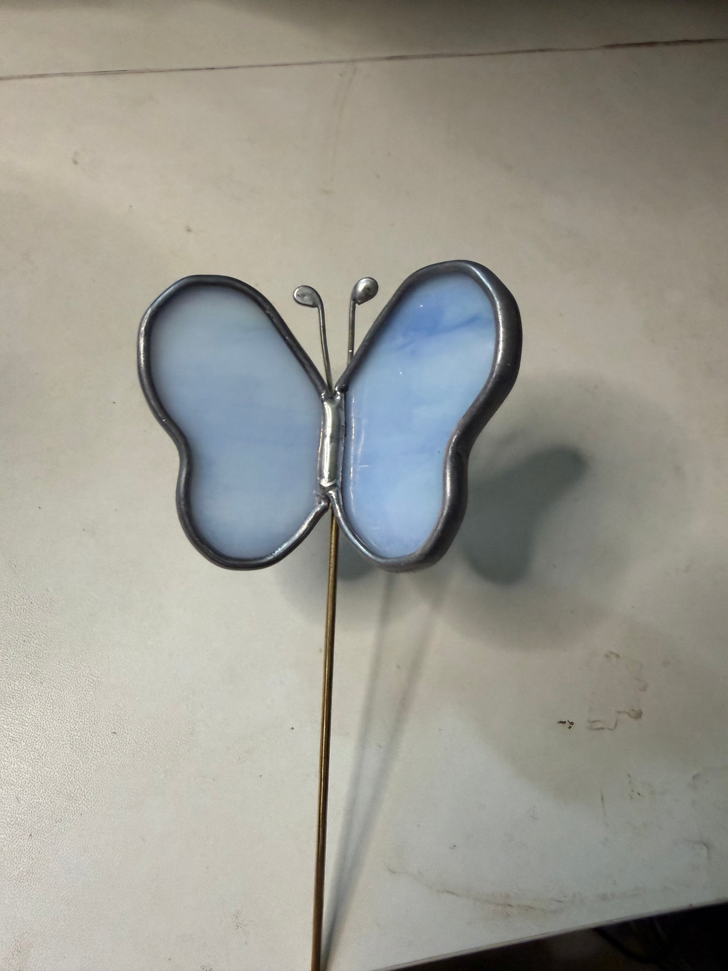 Light blue butterfly plant stake