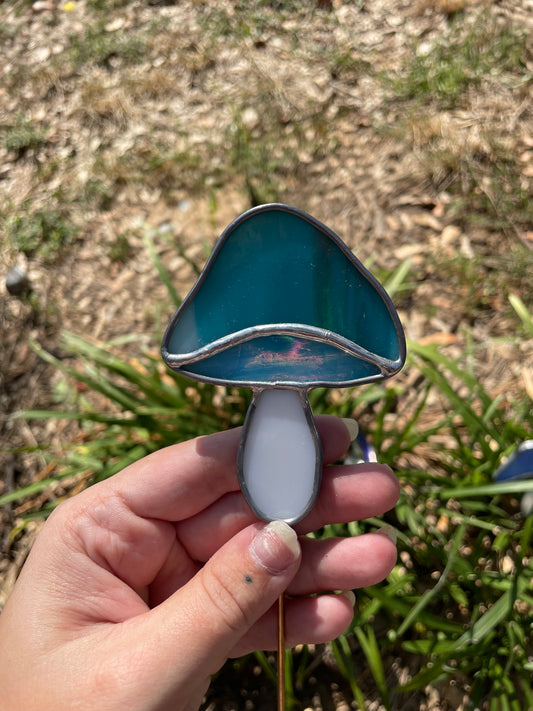 Mushroom plant stake - blue
