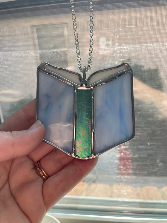 Light blue book car charm