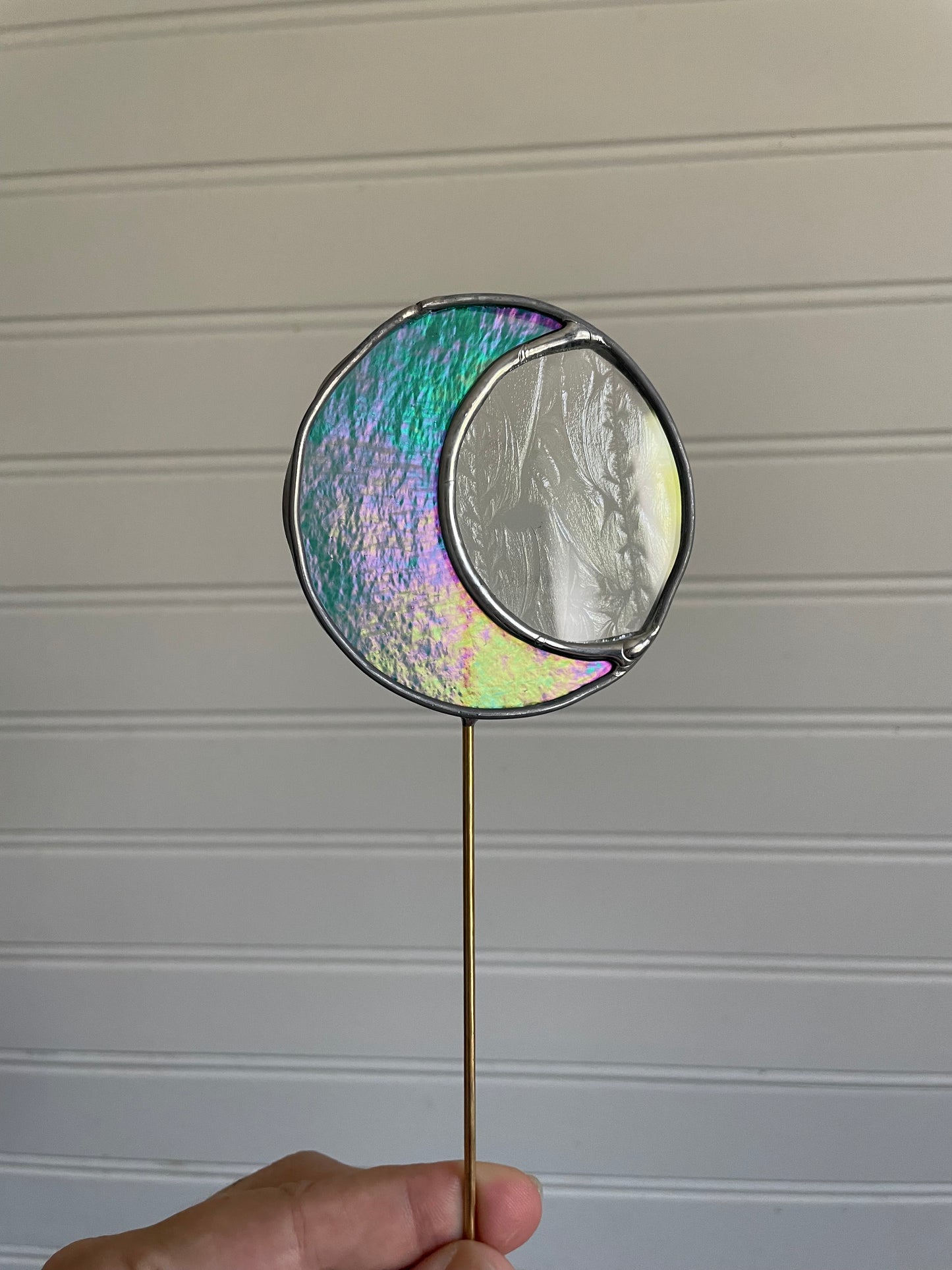 Teal moon plant stake