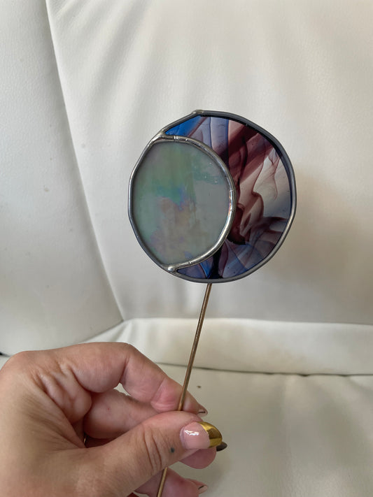 Blue and purple swirled Moon plant stake