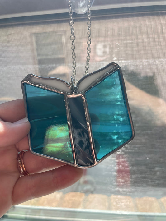 Swirled blue book car charm