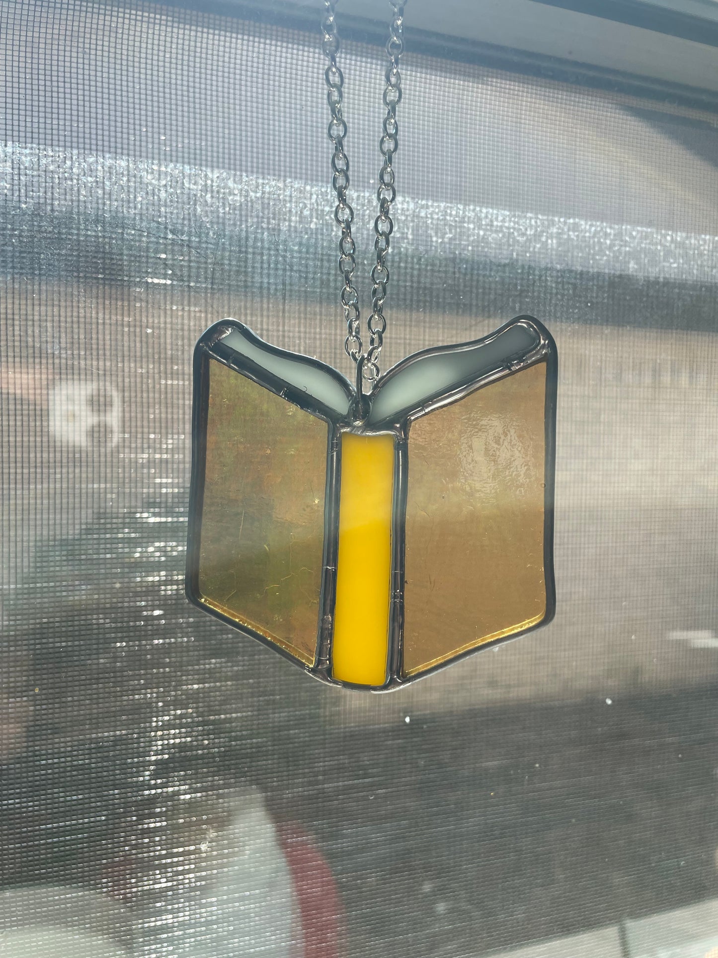 Yellow book car charm