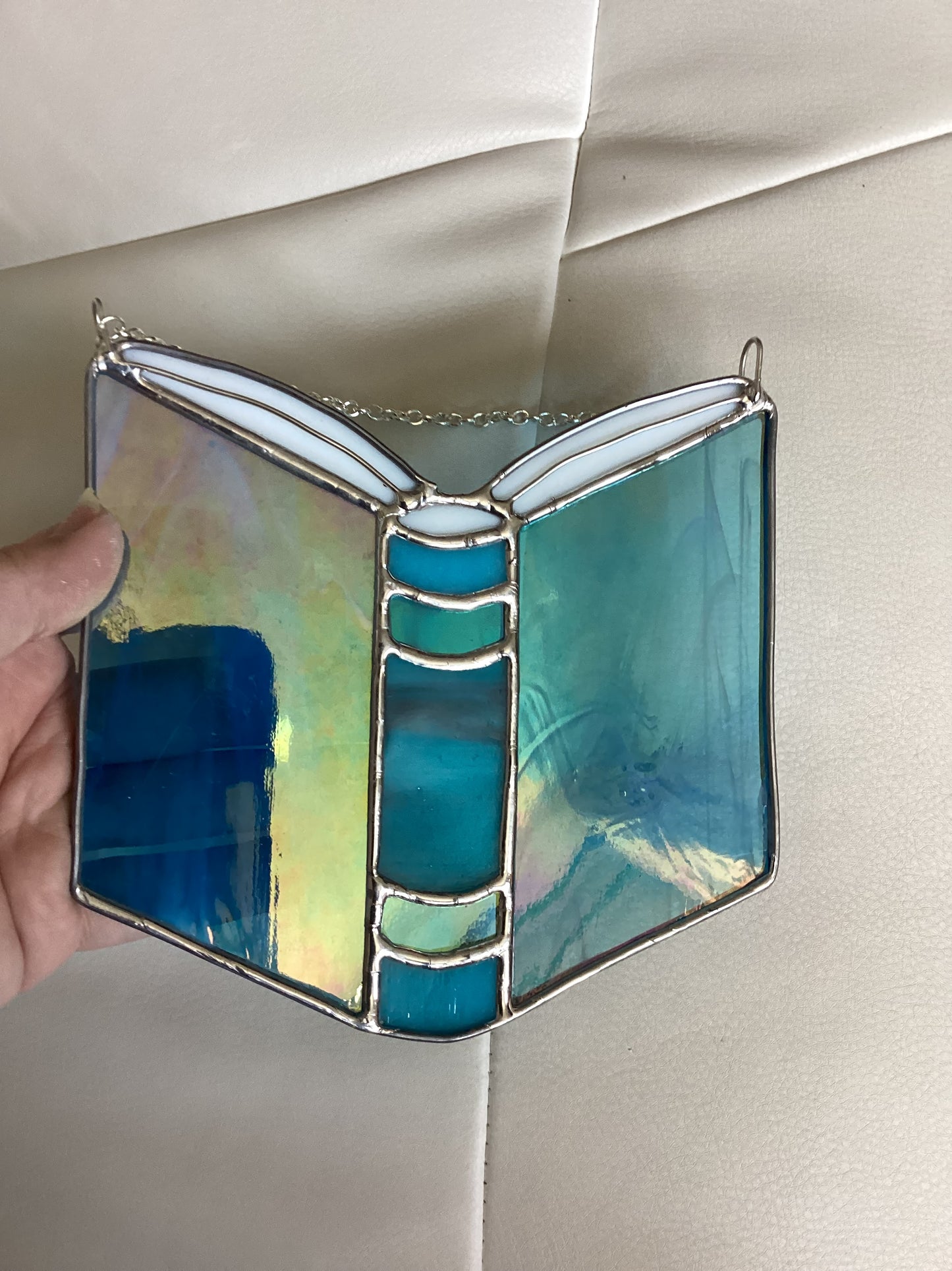 Iridescent light blue book