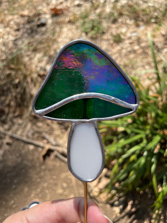 Mushroom plant stake - dark green